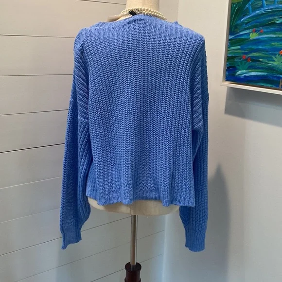 Eileen Fisher Organic Textured Cotton Sweater Bright Blue size XL NWT - Picture 4 of 10